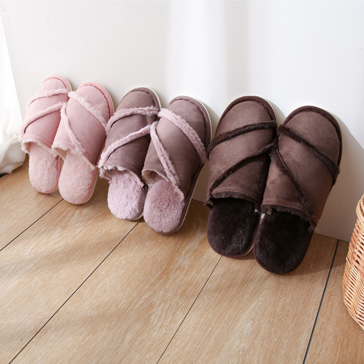 Wholesale Japanese Foreign Trade Home Spring, Autumn and Winter Floor Indoor Non-Slip Warm Furry Soft Soled Cotton Slipper Men and Women Couple