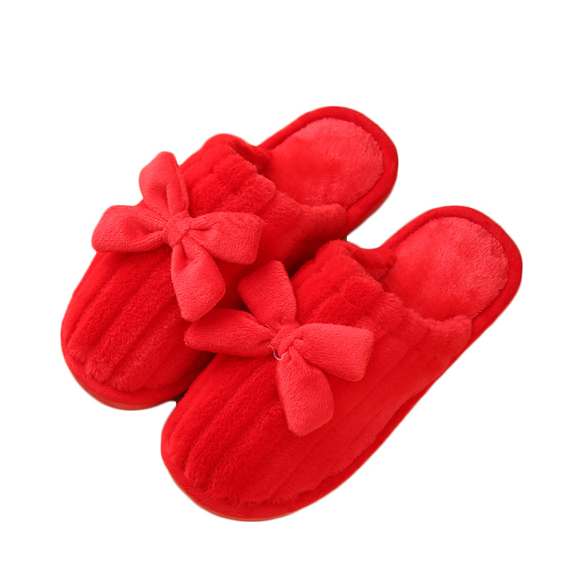 20 New Wedding Happy Word Slippers Wedding Couple Cotton Slippers Thick Bottom Non-Slip Men and Women Warm Home Indoor Slipper