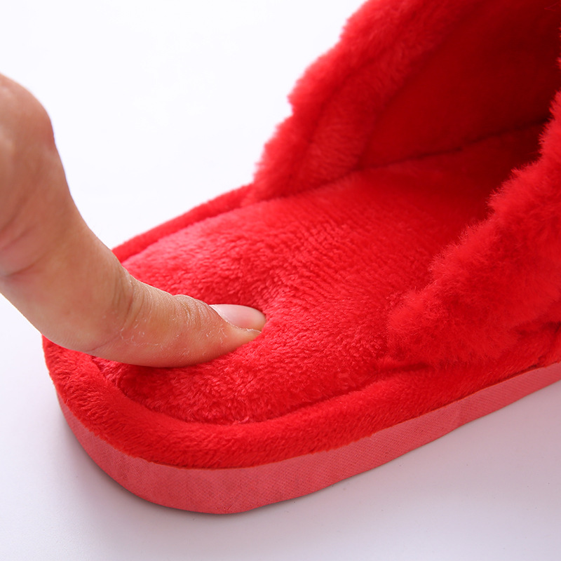 20 New Wedding Happy Word Slippers Wedding Couple Cotton Slippers Thick Bottom Non-Slip Men and Women Warm Home Indoor Slipper