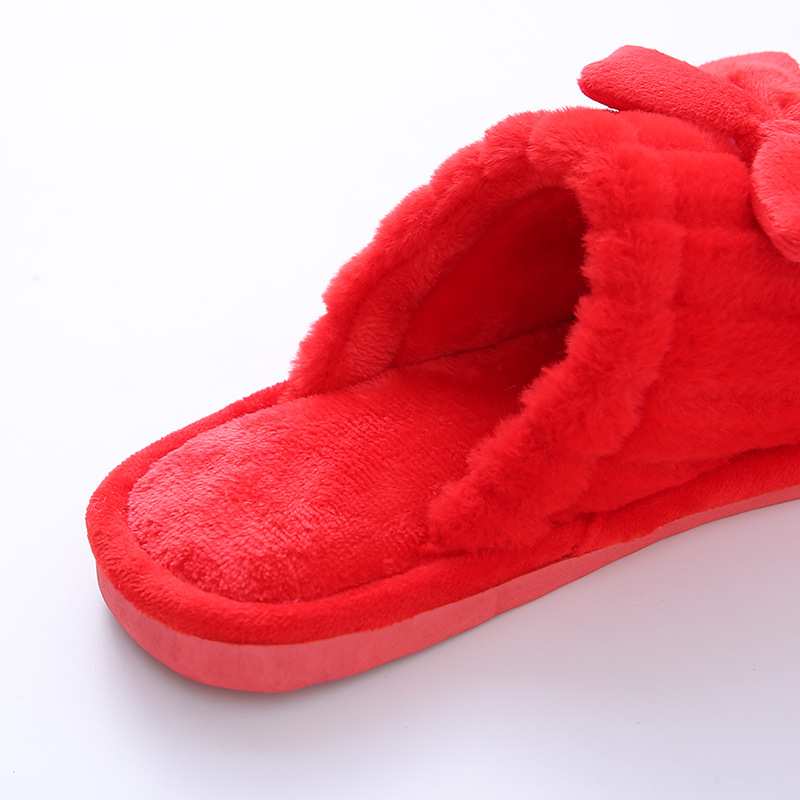 20 New Wedding Happy Word Slippers Wedding Couple Cotton Slippers Thick Bottom Non-Slip Men and Women Warm Home Indoor Slipper