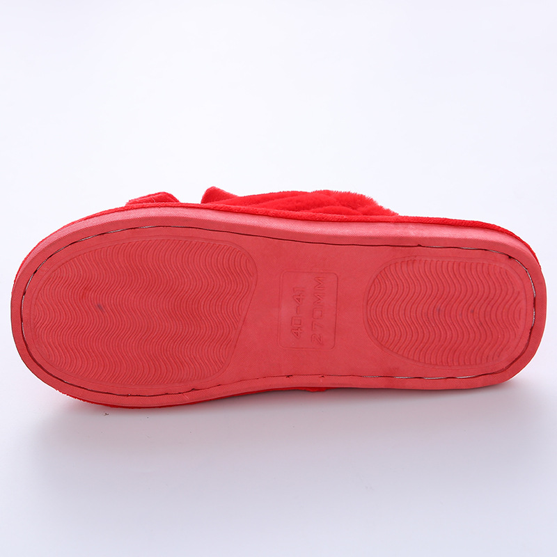 20 New Wedding Happy Word Slippers Wedding Couple Cotton Slippers Thick Bottom Non-Slip Men and Women Warm Home Indoor Slipper