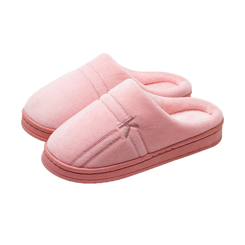 Autumn and Winter Cotton Slippers Female Cute Couple Interior Home Breathable Home Thick Bottom Confinement Woolen Slipper Male Winter