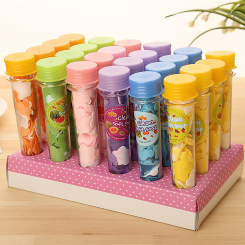 Outdoor Portable Hand Washing Soap Sheet Soap Flake Travel Bottle Handwashing Paper Pattern Disposable Soap Slice