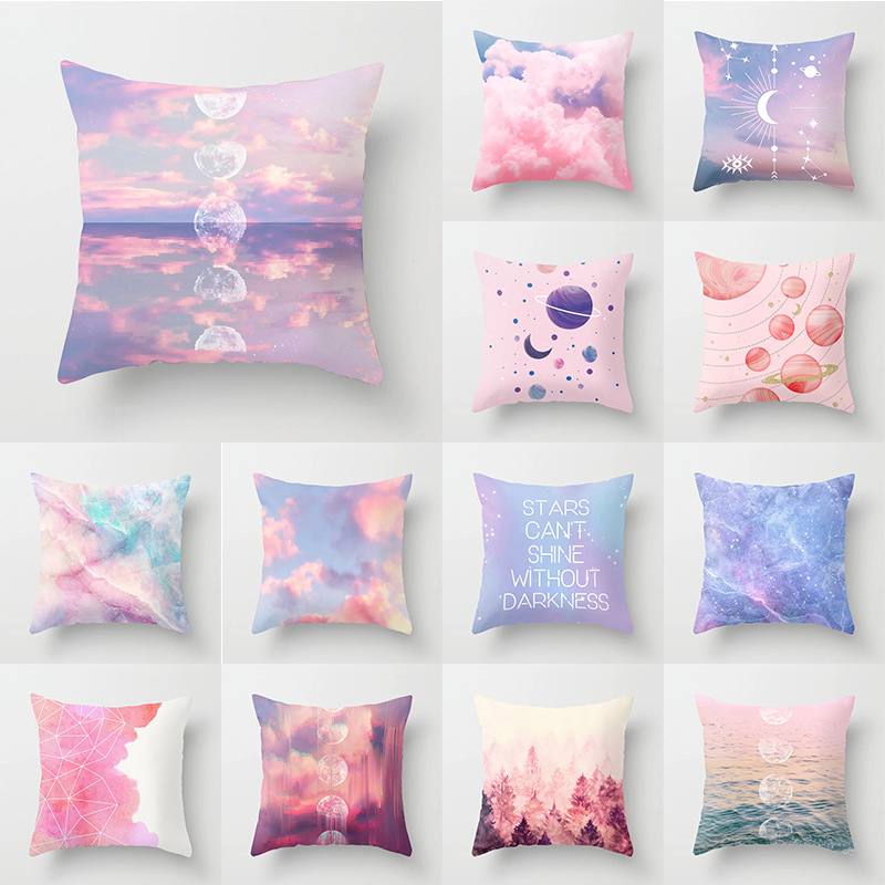 Pink Sky Clouds Ins Wind Net Popular Pillow Sofa Office Cushion Cushion Double-Sided Picture Customization