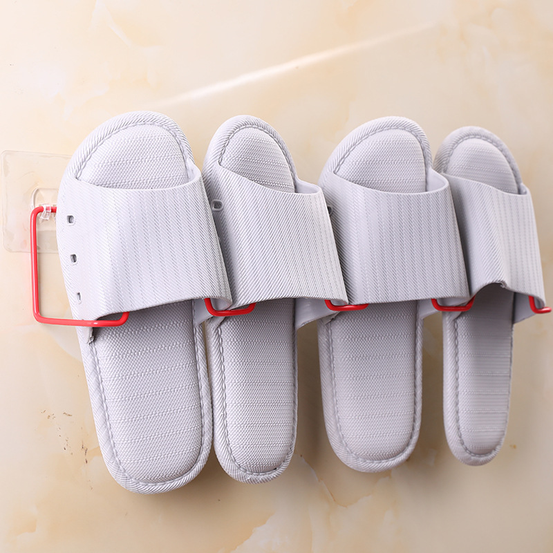 Non-Marking Stick-It Wall-Mounted Bathroom Slipper Rack Punch-Free Wall-Mounted Shoe Rack Storage Multiple Slipper Rack behind the Door