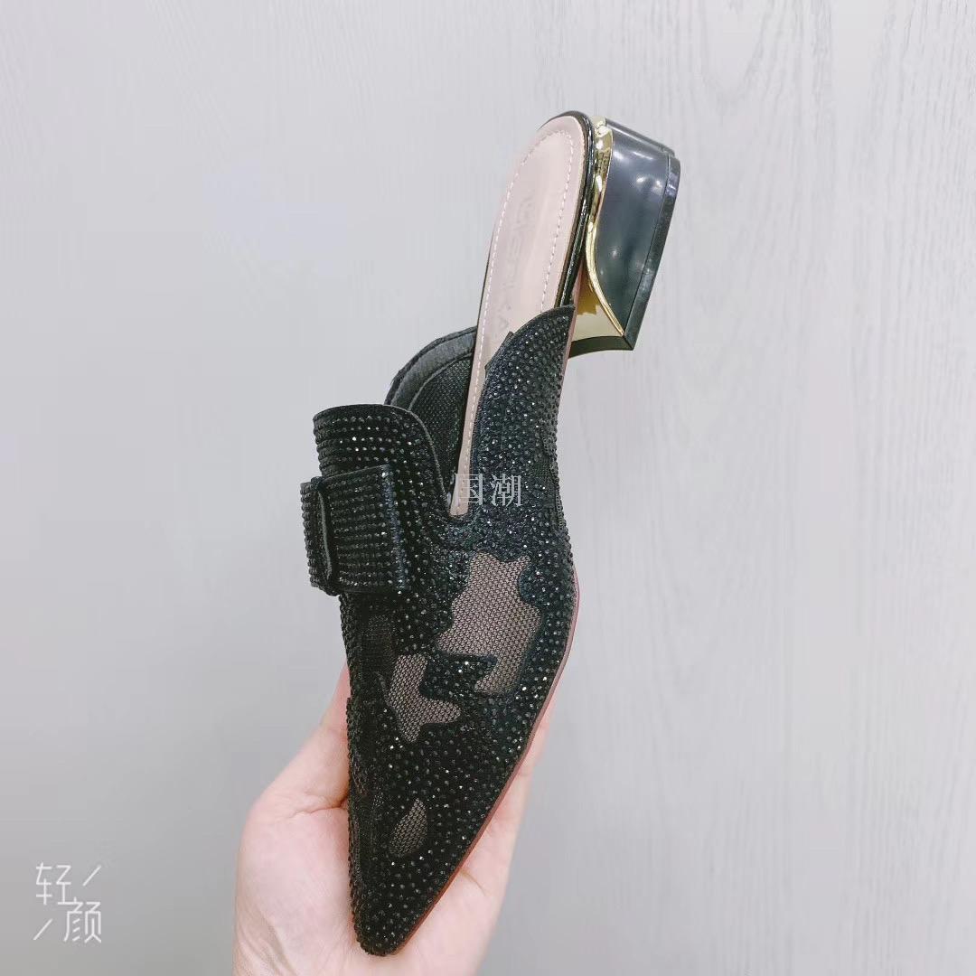 New summer style half - hold single shoe half - pack toe point flip-flop women wear a fashionable middle - heel slipper New summer style half - hold single shoe half - pack toe point flip-flop women wear a fashionable middle - heel slipper