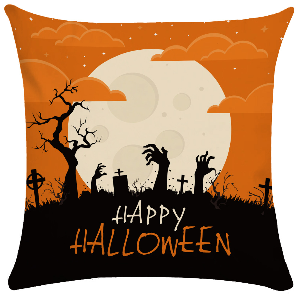 Halloween Pillow Cover Pumpkin Halloween Sofa Cushion Cover Plush Throw Pillowcase Pillow