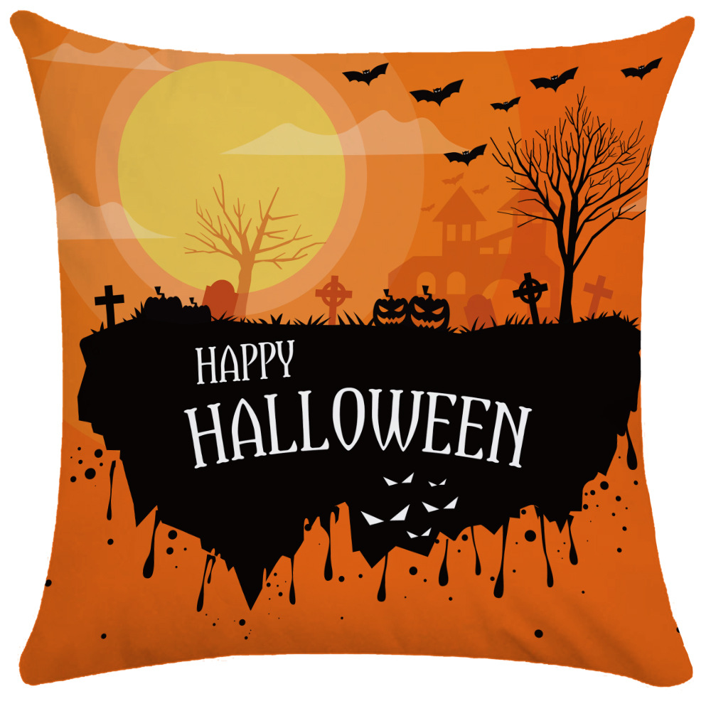 Halloween Pillow Cover Pumpkin Halloween Sofa Cushion Cover Plush Throw Pillowcase Pillow