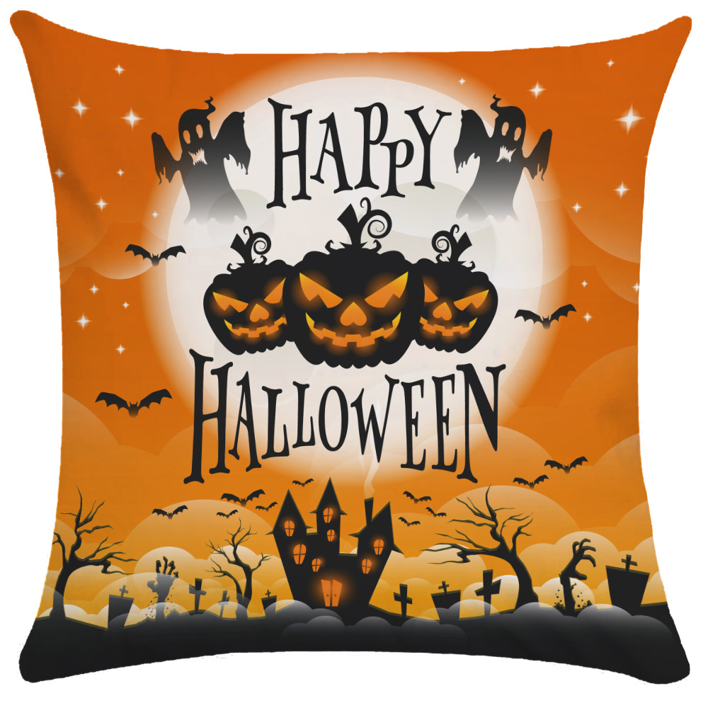 Halloween Pillow Cover Pumpkin Halloween Sofa Cushion Cover Plush Throw Pillowcase Pillow