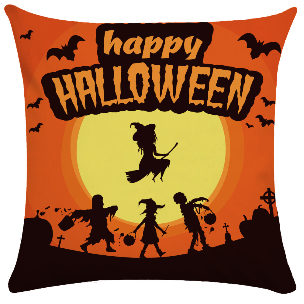 Halloween Pillow Cover Pumpkin Halloween Sofa Cushion Cover Plush Throw Pillowcase Pillow