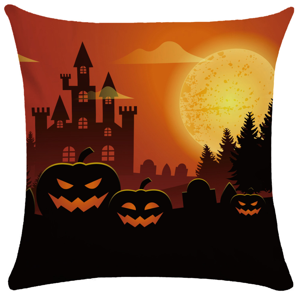 Halloween Pillow Cover Pumpkin Halloween Sofa Cushion Cover Plush Throw Pillowcase Pillow