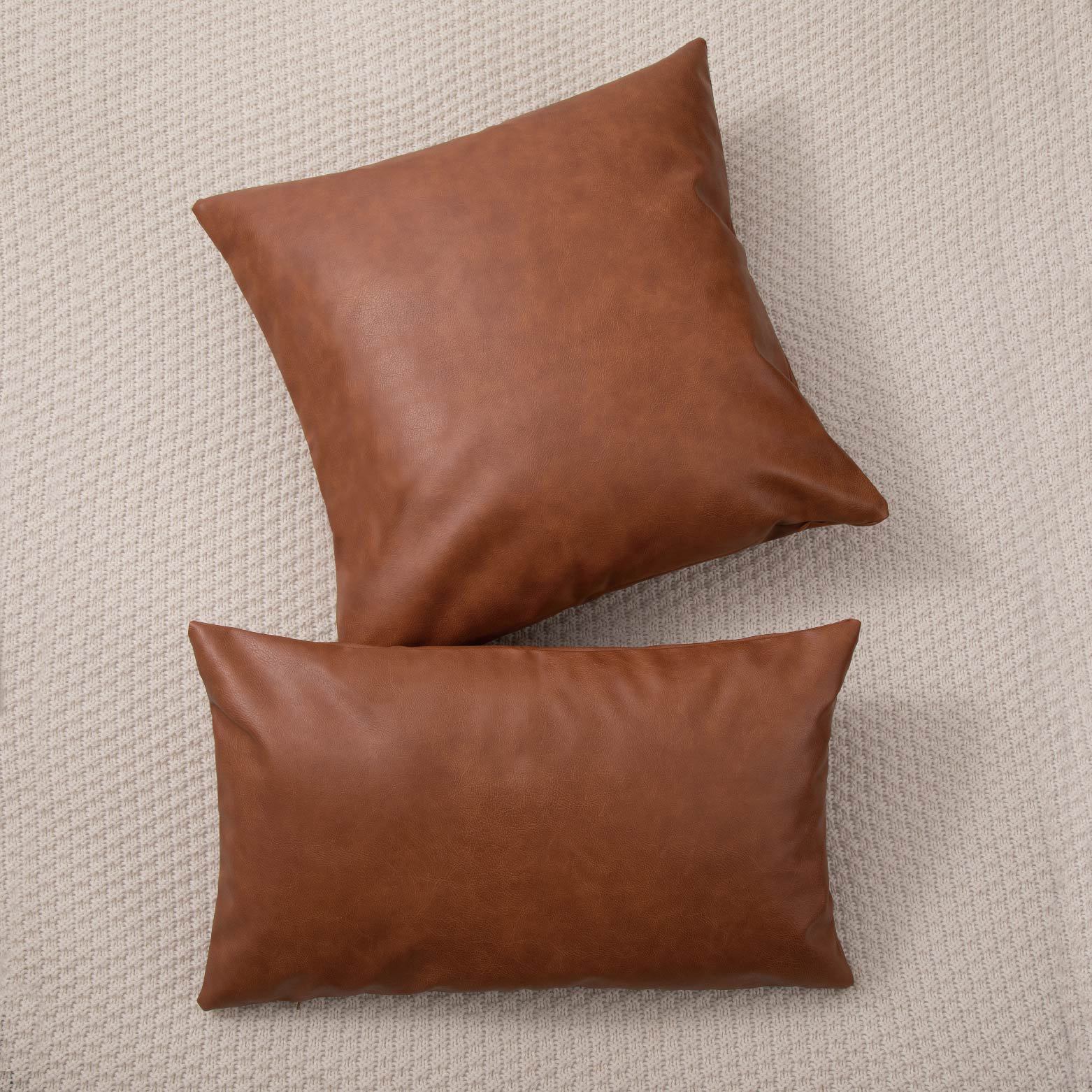 Retro Affordable Luxury PU Leather Pillow Model Room Pillow Office Lumbar Pillow Bedside Cushion Sofa Pillow Cases with Core
