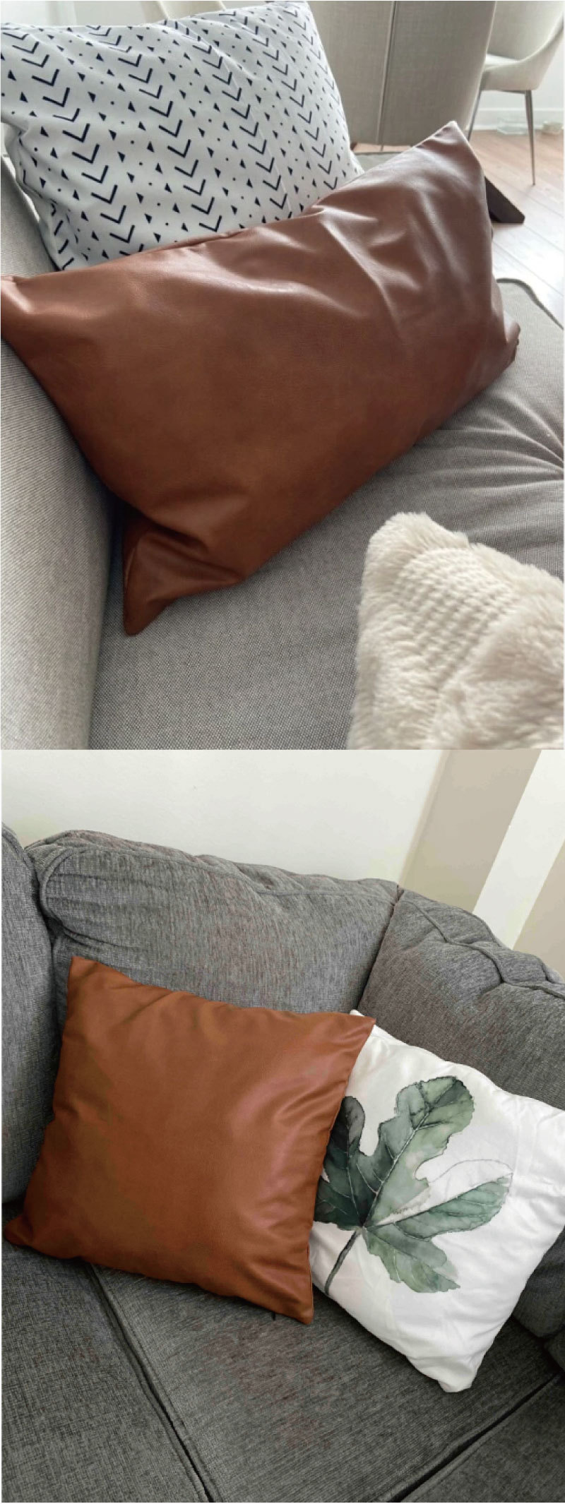Retro Affordable Luxury PU Leather Pillow Model Room Pillow Office Lumbar Pillow Bedside Cushion Sofa Pillow Cases with Core