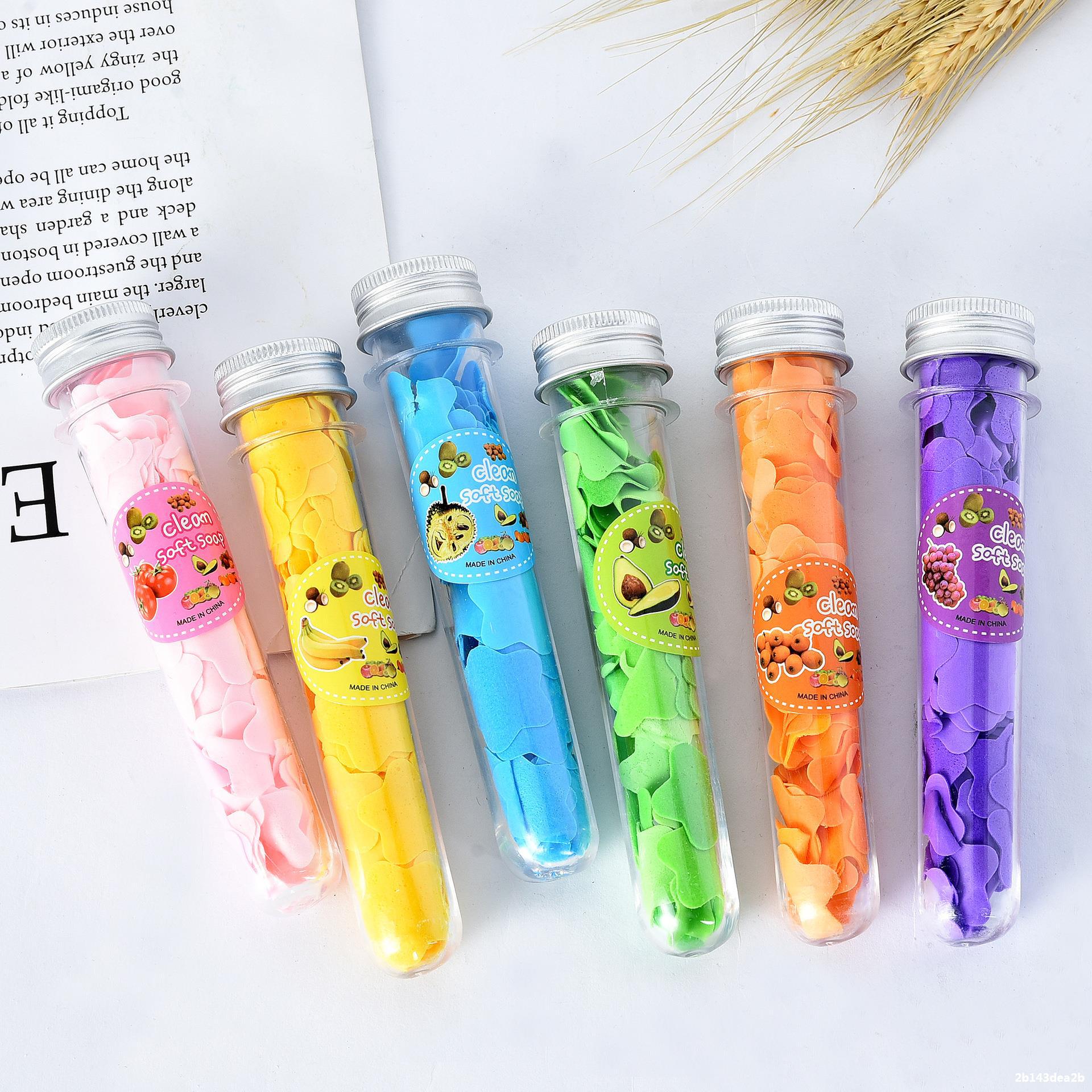 Portable Hand Washing Tablets Multi-Color Soap Flake Soap Slice Outdoor Travel Bottled Test Tube Disposable Soap Sheet Convenient Portable Hand Washing Tablets Multi-Color Soap Flake Soap Slice Outdoor Travel Bottled Test Tube Disposable Soap Sheet Convenient
