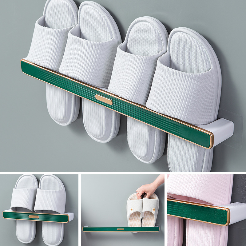 Bathroom Slipper Rack Bathroom Hanging Hanging Punch-Free Shoe Rack Wall Shoe Storage Rack Household Slippers Storage Rack
