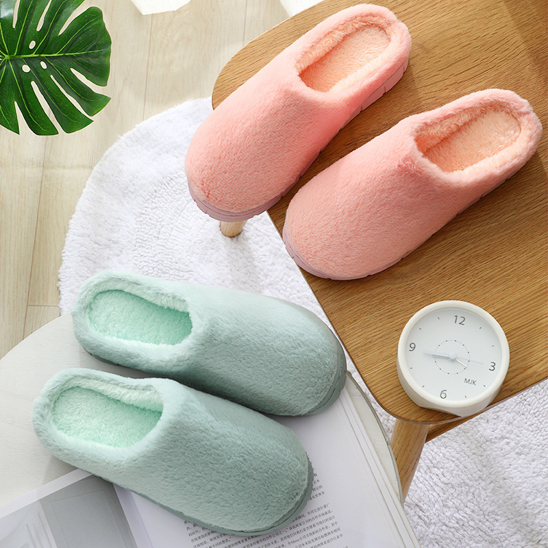 Cotton Slippers Shoes for Women Winter Home Thick-Soled Cotton Slippers Winter Confinement Warm Indoor Home Couple Spring and Autumn Woolen Slipper Men