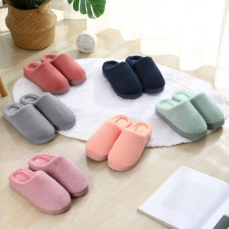 Cotton Slippers Shoes for Women Winter Home Thick-Soled Cotton Slippers Winter Confinement Warm Indoor Home Couple Spring and Autumn Woolen Slipper Men
