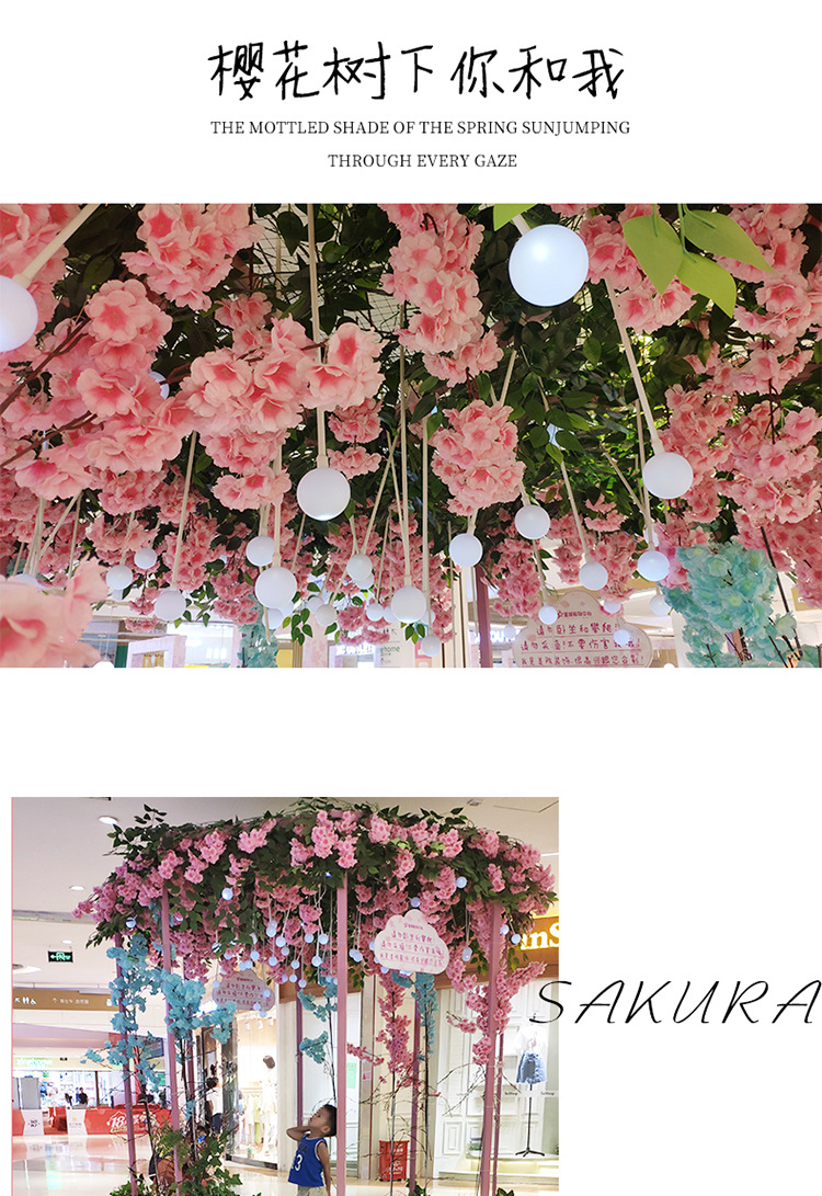 Artificial Cherry Tree Wedding Wedding Wall Decoration Cherry Twig Fake Flower Valentine's Day Tanabata Artificial Flower Wall Peach Tree