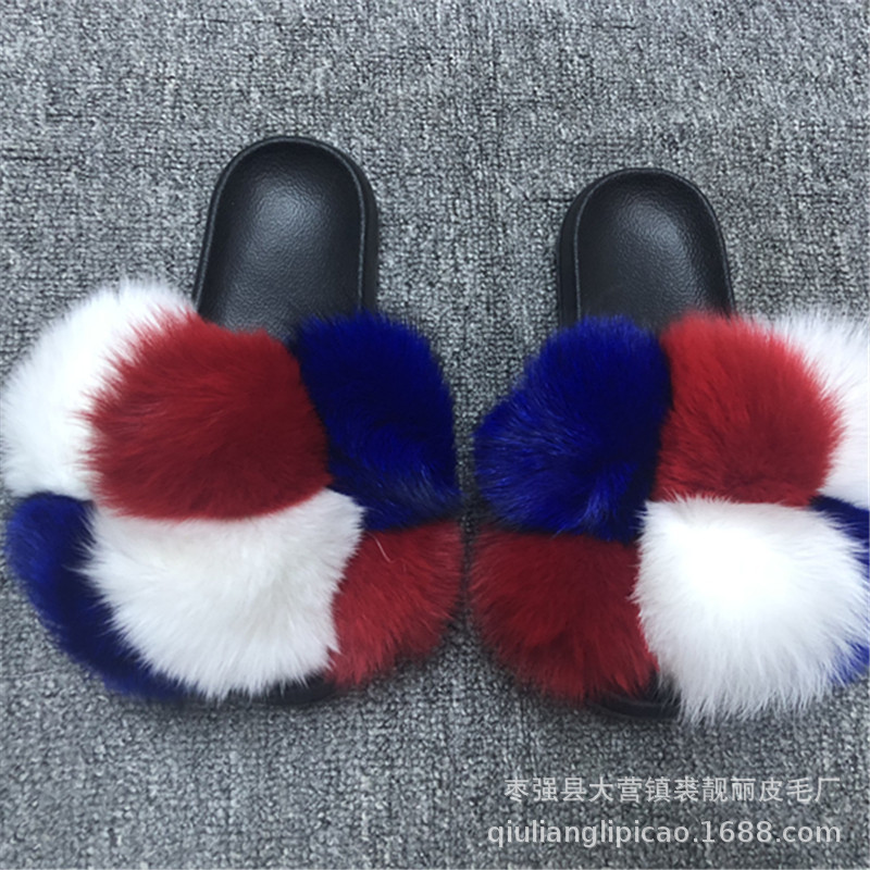 New Foreign Trade CrossBorder Fox Fur Ball Woolen Slipper Fashion Fox Raccoon Fur Slippers Flip Flops New Foreign Trade CrossBorder Fox Fur Ball Woolen Slipper Fashion Fox Raccoon Fur Slippers Flip Flops