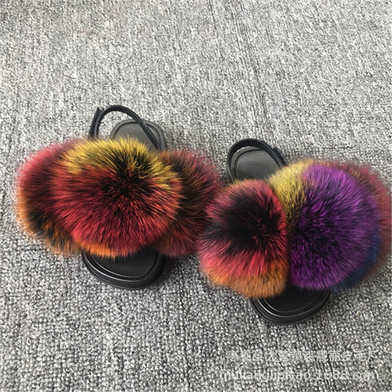New Foreign Trade CrossBorder Fox Fur Ball Woolen Slipper Fashion Fox Raccoon Fur Slippers Flip Flops New Foreign Trade CrossBorder Fox Fur Ball Woolen Slipper Fashion Fox Raccoon Fur Slippers Flip Flops
