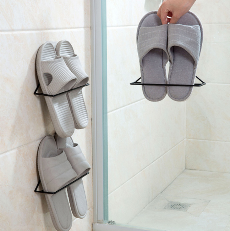 Adhesive Iron Storage Shoe Rack Home Wall-Mounted Triangle Shoe Rack Shoes Holder Bathroom Slipper Rack Simple Shoe Rack