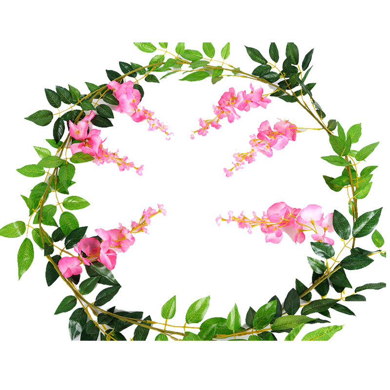 Artificial Wisteria Vine Strips Artificial Flower Tree Wedding Arch Plastic Flower Rattan Vine Pipe Air Conditioning Winding Hanging Flower