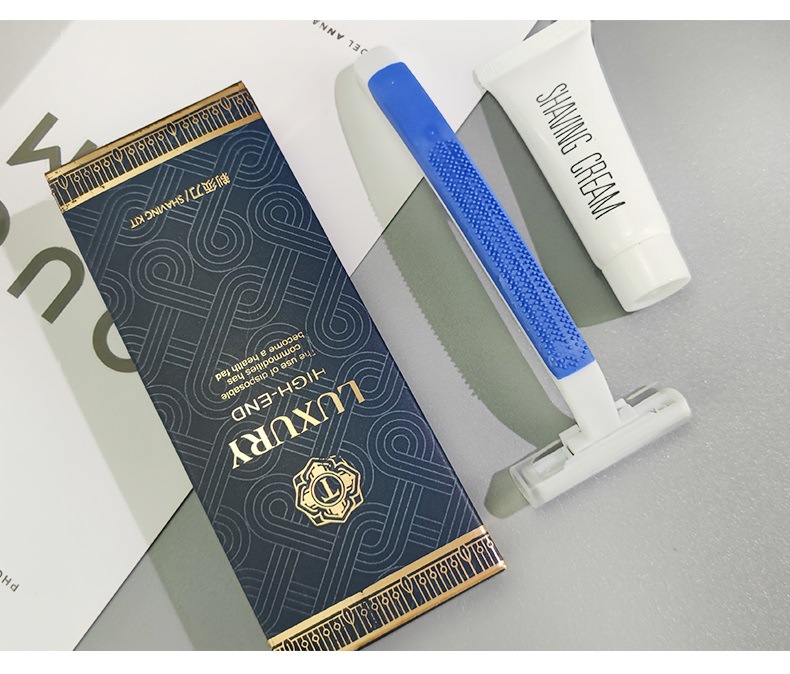 High-End Star Hotel Disposable Toothbrush Toothpaste Cassette Set High-End Wide Head Toothbrush Bronzing Blue