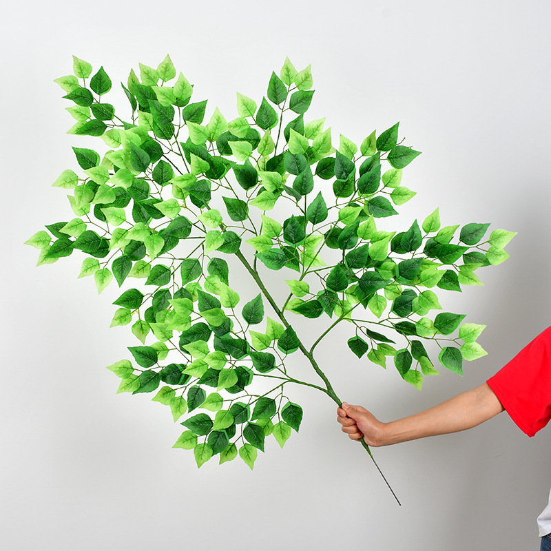 Artificial Banyan Leaves Ginkgo Leaf Maple Leaf Wholesale Imitate Leaves Fake Tree Leaves Plastic Wedding Ceremony Green Leaf Decoration
