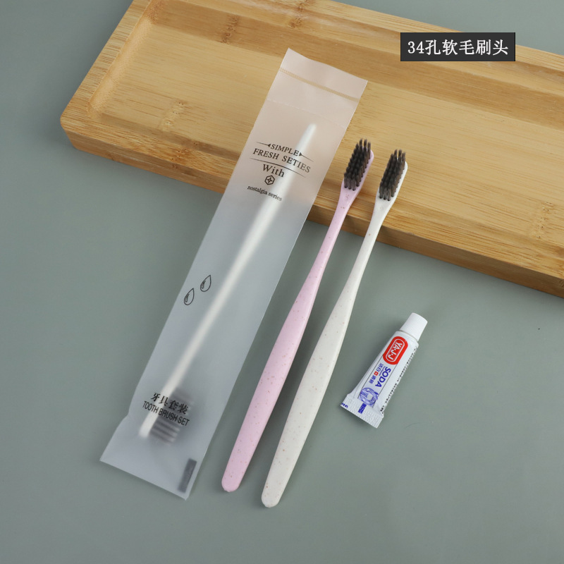 Hotel Hotel Disposable Toothbrush Toothpaste Toiletry Set B &amp; B Inn Soft Hair Tooth-Cleaners Two-in-One
