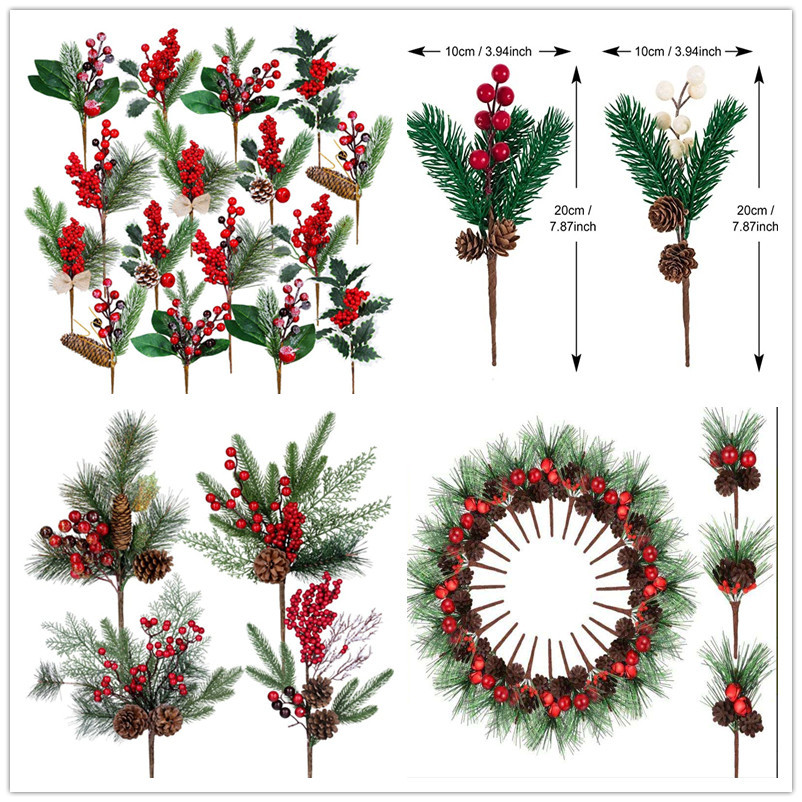 Christmas Decoration Bouquet DIY Garland Christmas Tree Matching Holiday Window Bar Scene Artificial Pine Cones Accessories