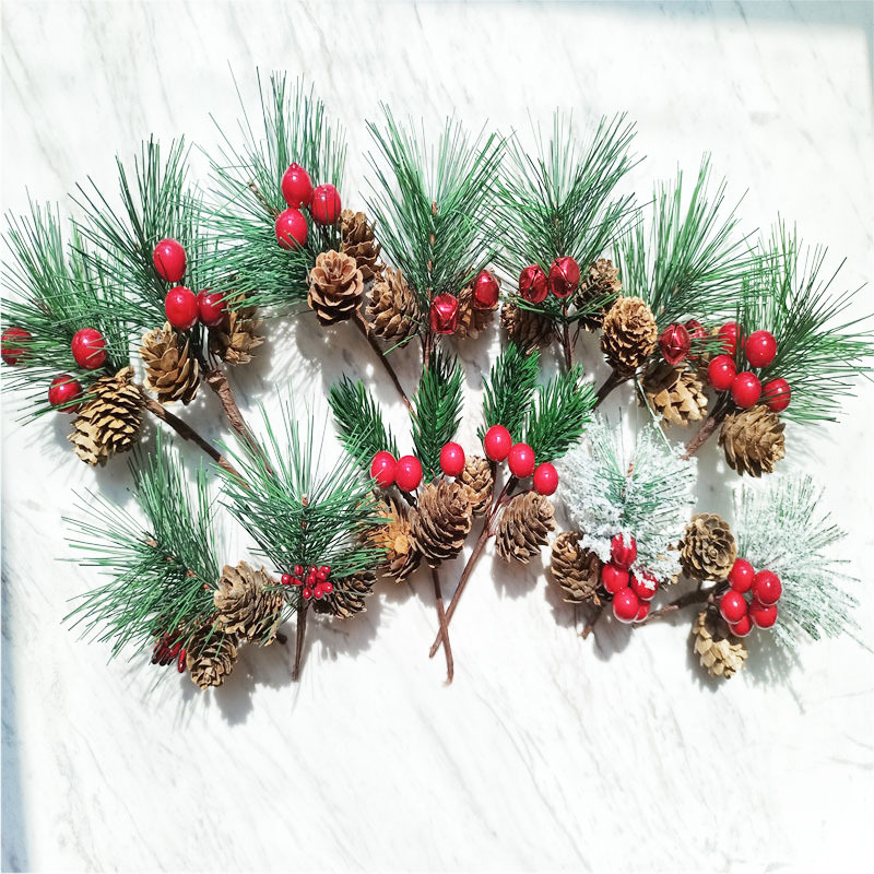 Christmas Decoration Bouquet DIY Garland Christmas Tree Matching Holiday Window Bar Scene Artificial Pine Cones Accessories