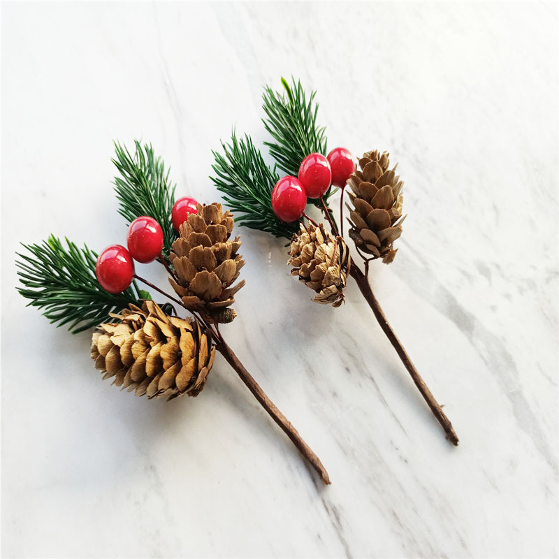 Christmas Decoration Bouquet DIY Garland Christmas Tree Matching Holiday Window Bar Scene Artificial Pine Cones Accessories