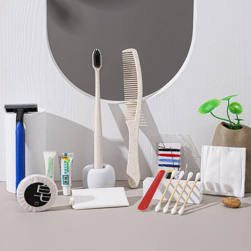Star Hotel Bed &amp; Breakfast Disposable Toiletry Set Bamboo Charcoal Soft-Bristle Toothbrush Toothpaste Comb Room Supplies