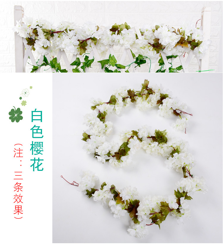 Factory Wholesale Artificial Cheery Branch Fake Flower for Wedding 4 Forks with Leaves Landscape Tree Wedding Decoration Flower Arch Road Lead