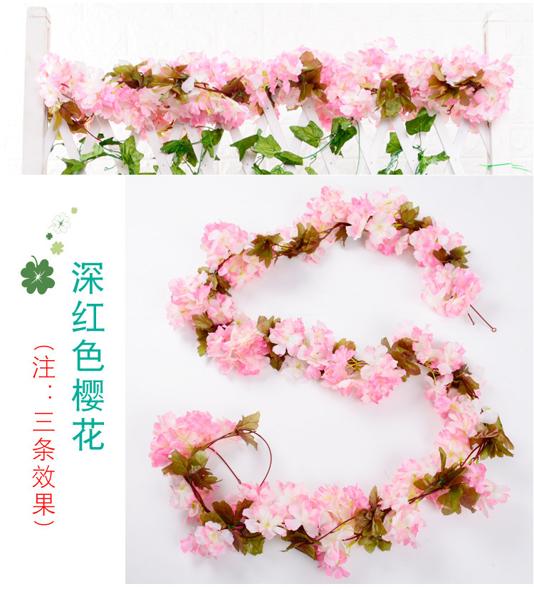 Factory Wholesale Artificial Cheery Branch Fake Flower for Wedding 4 Forks with Leaves Landscape Tree Wedding Decoration Flower Arch Road Lead