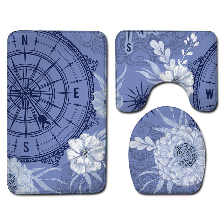 Amazon Bathroom Three-Piece Floor Mat Flannel Washed Toilet Floor Mat Bathtub Side Non-Slip Foot Mat Toilet Mat