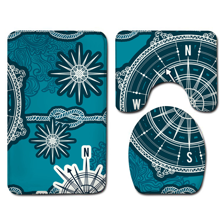 Amazon Bathroom Three-Piece Floor Mat Flannel Washed Toilet Floor Mat Bathtub Side Non-Slip Foot Mat Toilet Mat
