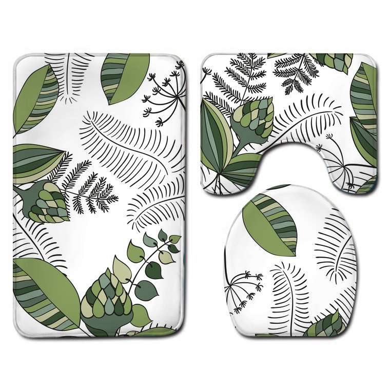 Amazon Bathroom Three-Piece Floor Mat Flannel Washed Toilet Floor Mat Bathtub Side Non-Slip Foot Mat Toilet Mat