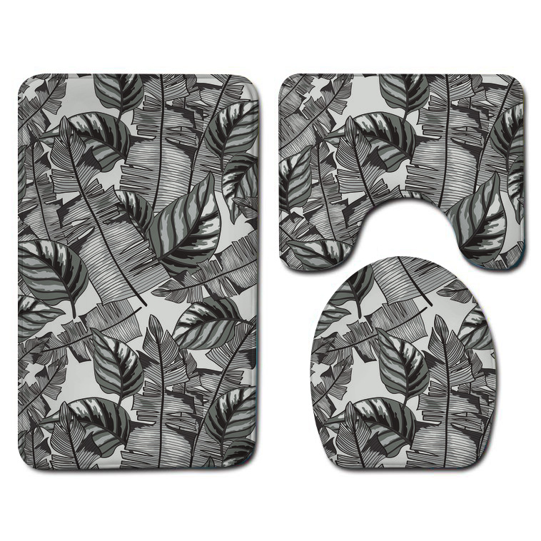 Amazon Bathroom Three-Piece Floor Mat Flannel Washed Toilet Floor Mat Bathtub Side Non-Slip Foot Mat Toilet Mat
