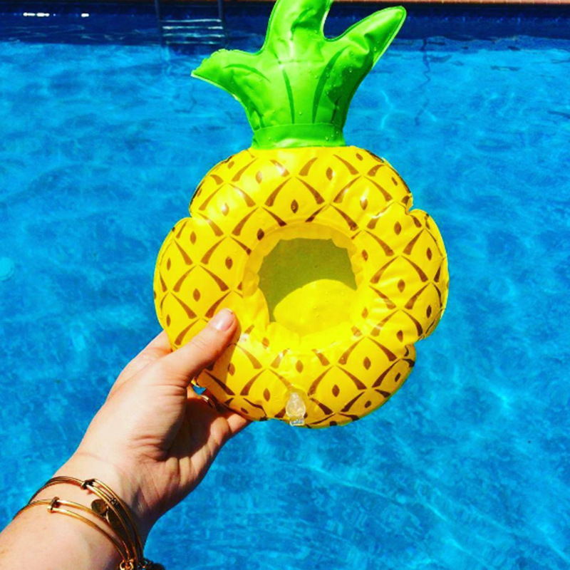 In Stock Ins Hot Sale Fruit Watermelon Lemon Pineapple Cup Holder Inflatable Water Coaster Floating Beverage Cup Holder