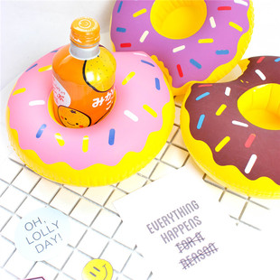 In Stock Ins Hot Sale Fruit Watermelon Lemon Pineapple Cup Holder Inflatable Water Coaster Floating Beverage Cup Holder