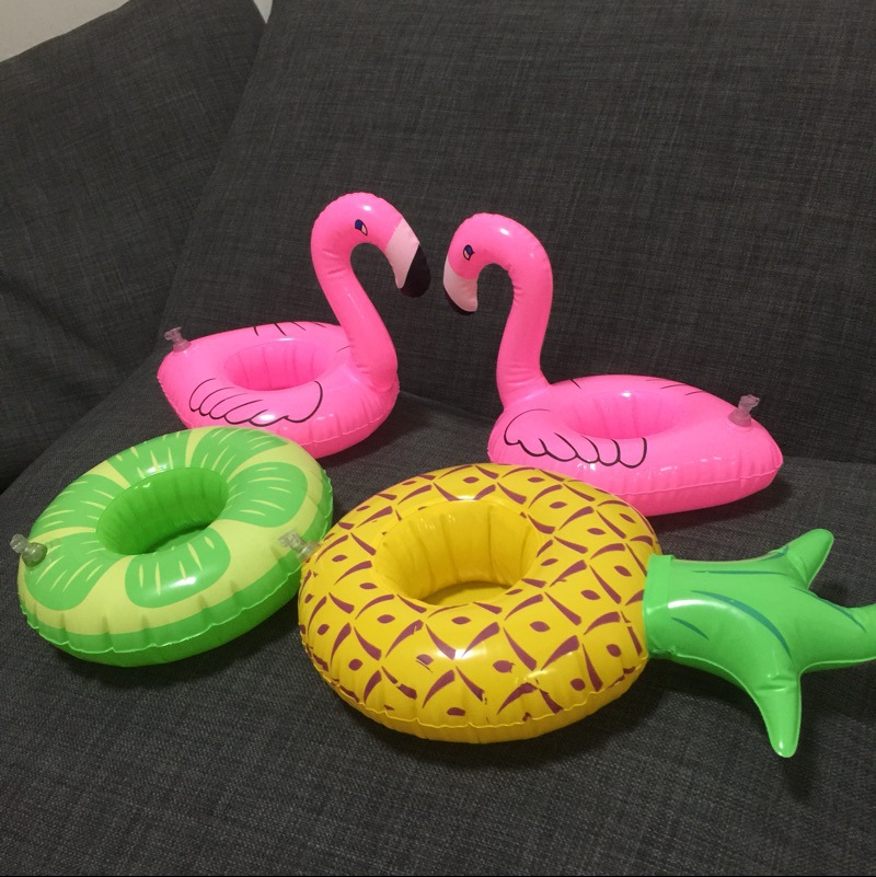 In Stock Ins Hot Sale Fruit Watermelon Lemon Pineapple Cup Holder Inflatable Water Coaster Floating Beverage Cup Holder