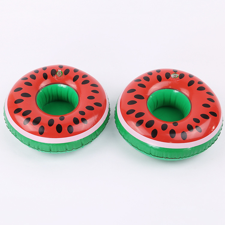 In Stock Ins Hot Sale Fruit Watermelon Lemon Pineapple Cup Holder Inflatable Water Coaster Floating Beverage Cup Holder