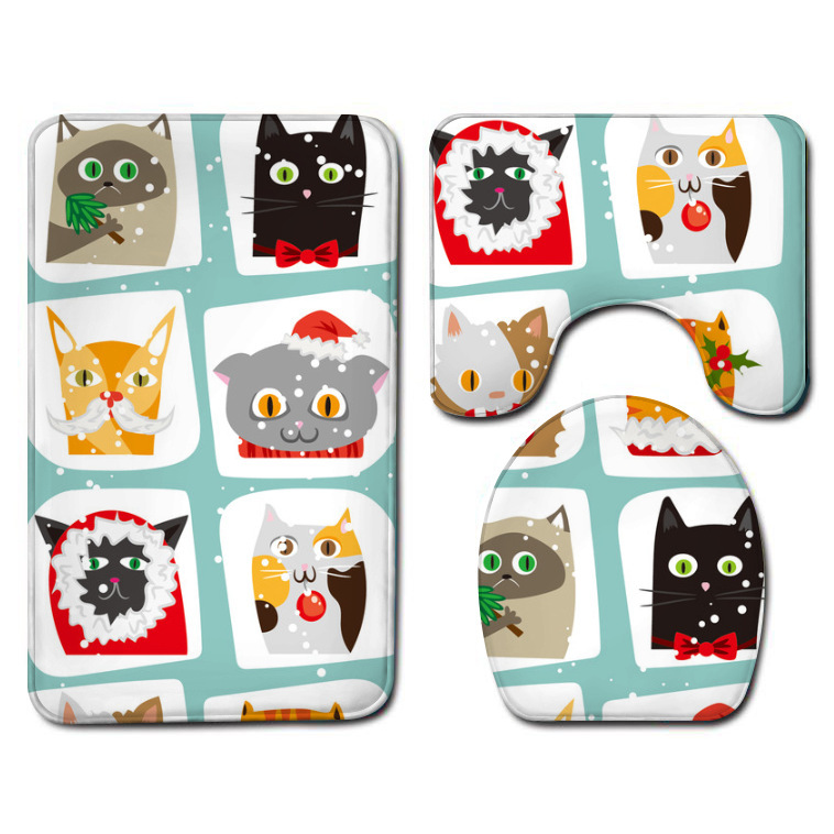 One Piece Dropshipping Bathroom Three-Piece Flannel Washed Toilet Floor Mat Bathtub Side Foot Mat Bathroom Small Wholesale