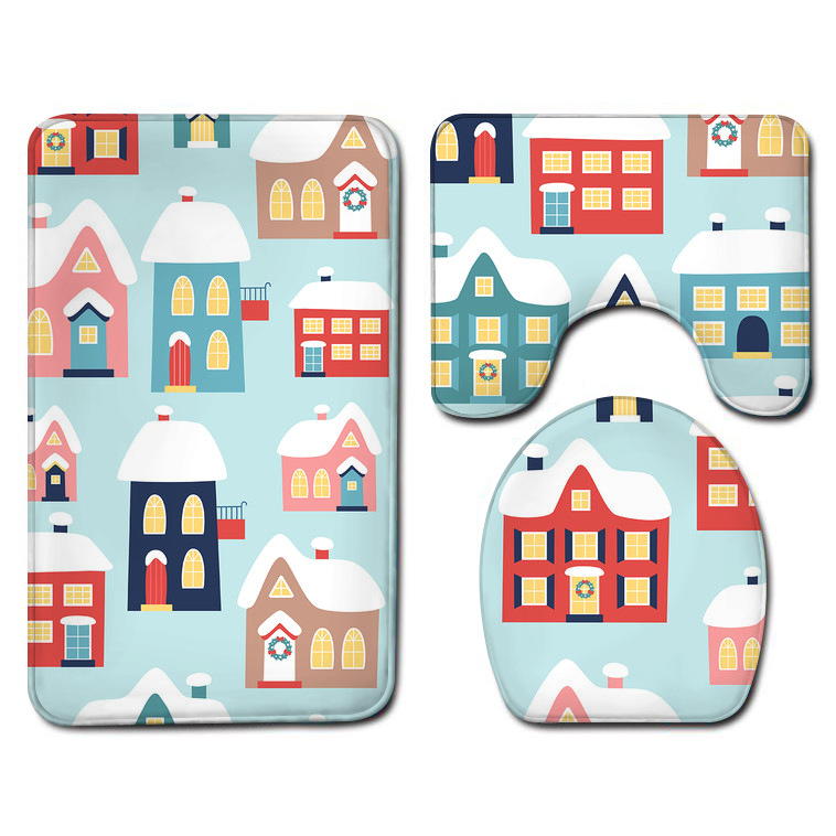 One Piece Dropshipping Bathroom Three-Piece Flannel Washed Toilet Floor Mat Bathtub Side Foot Mat Bathroom Small Wholesale
