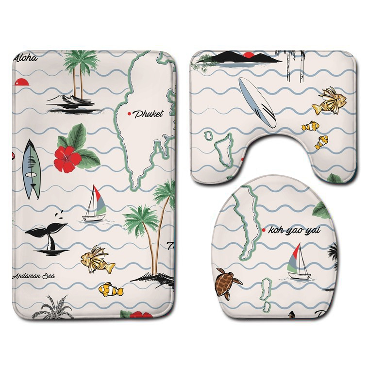 One Piece Dropshipping Bathroom Three-Piece Flannel Washed Toilet Floor Mat Bathtub Side Foot Mat Bathroom Small Wholesale