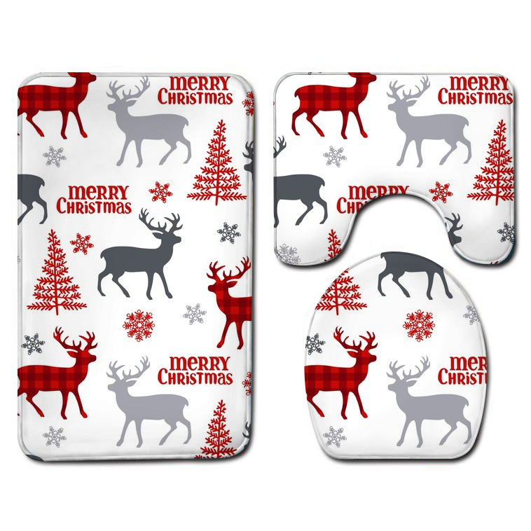 One Piece Dropshipping Bathroom Three-Piece Flannel Washed Toilet Floor Mat Bathtub Side Foot Mat Bathroom Small Wholesale
