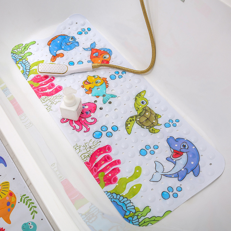 40 X100 Bathtub Mat Printed Children&#039;s Lengthened PVC Bathroom Mat Cartoon Floor Mat Amazon Undersea Pattern