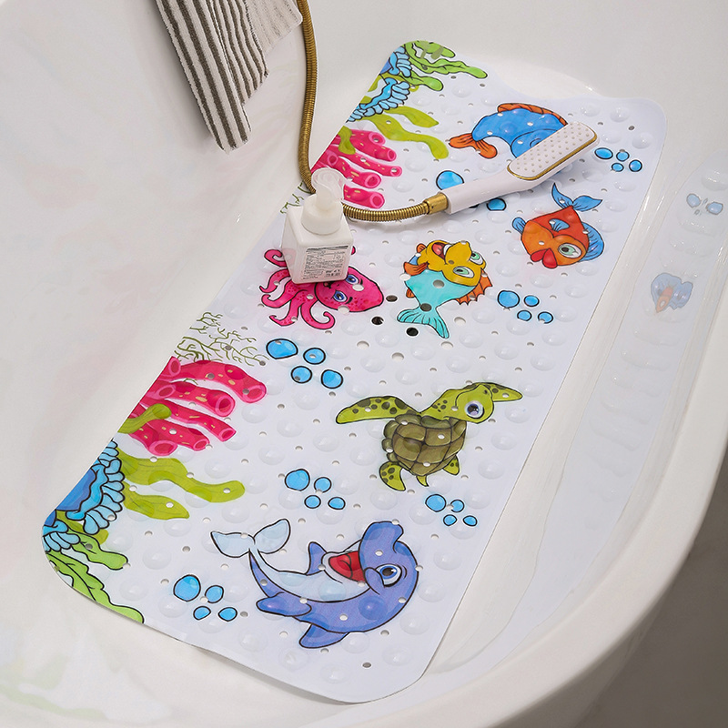 40 X100 Bathtub Mat Printed Children&#039;s Lengthened PVC Bathroom Mat Cartoon Floor Mat Amazon Undersea Pattern