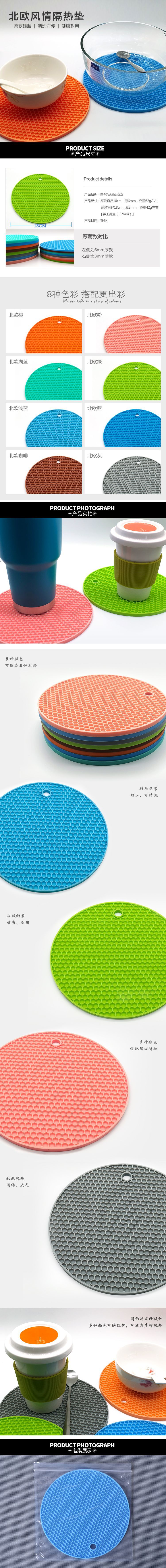 Factory Direct Sales Thick round Honeycomb Mat Silicone Placemat Heat Proof Mat Anti-Scald Non-Slip Dining Table Cushion Pot Bowl Cup Coaster